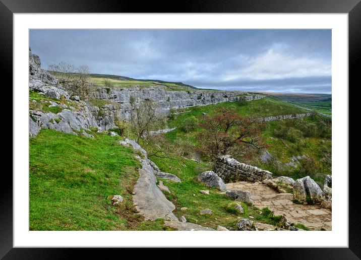 Malham Cove Steps Framed Mounted Print by Diana Mower