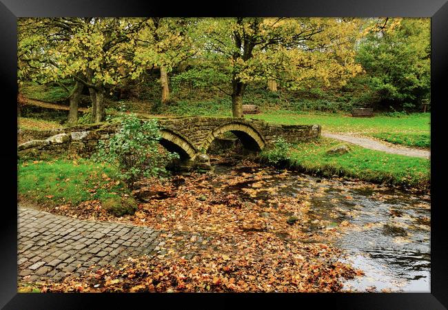Wycoller Packhorse bridge over the Beck Framed Print by Diana Mower