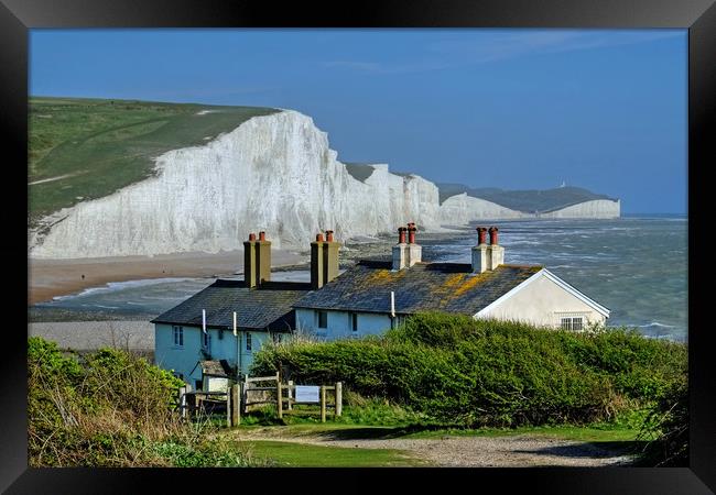 The Seven Sisters from Cuckmere Haven. Framed Print by Diana Mower