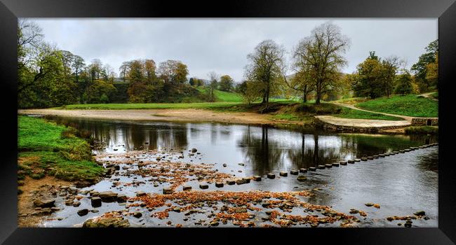 Bolton Abbey Stepping Stones Framed Print by Diana Mower