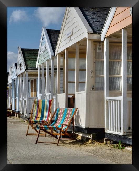 Southwold Deckchairs Framed Print by Diana Mower