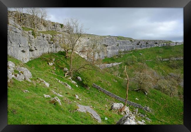 Malham Cove Landscape Framed Print by Diana Mower