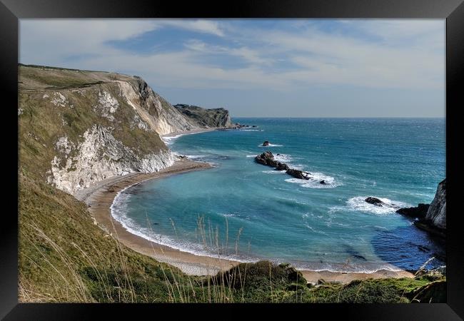 Man O' War Bay and the Jurassic Coast Framed Print by Diana Mower