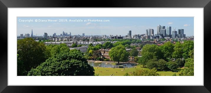 Greenwich London  Panoramic          Framed Mounted Print by Diana Mower