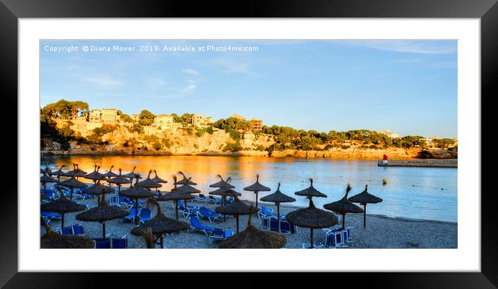 Mallorca Beach Sunset Framed Mounted Print by Diana Mower
