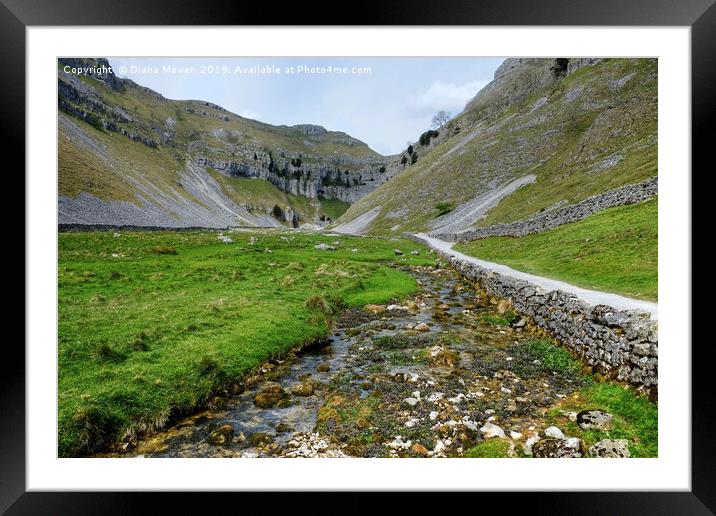 Gordale Scar and beck Yorkshire Framed Mounted Print by Diana Mower