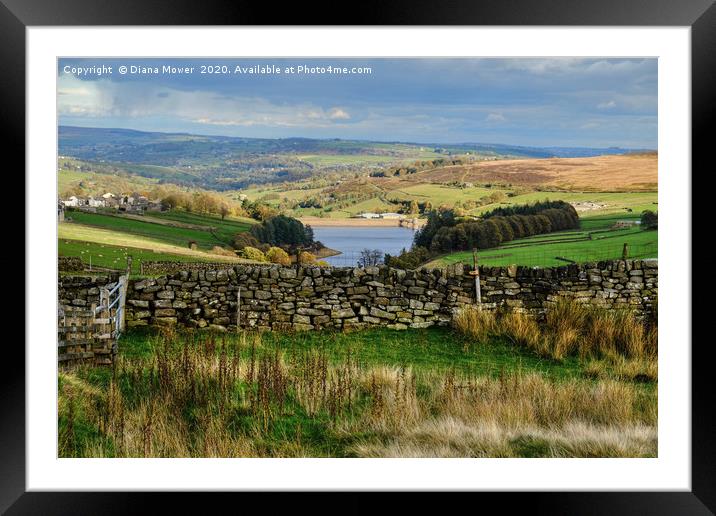 Lower Laithe Reservoir  Framed Mounted Print by Diana Mower