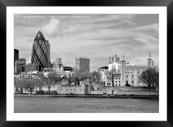Traitors Gate Tower of London in Monochrome Framed Mounted Print by Diana Mower