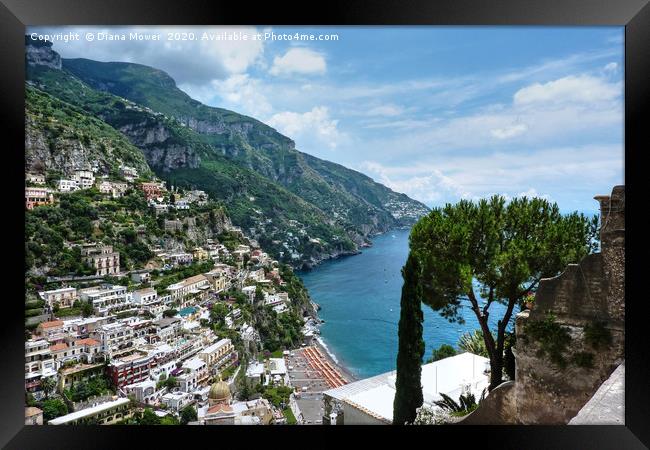 Positano Italy and Amalfi coast Framed Print by Diana Mower