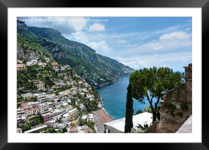 Positano Italy and Amalfi coast Framed Mounted Print by Diana Mower