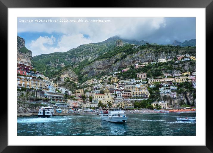 Positano Amalfi coast Italy Framed Mounted Print by Diana Mower