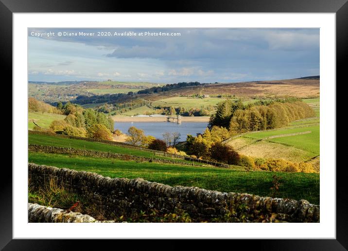 Lower Laithe Reservoir West Yorkshire Framed Mounted Print by Diana Mower