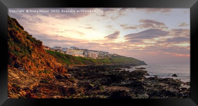 Newquay from Fistral Beach Framed Print by Diana Mower