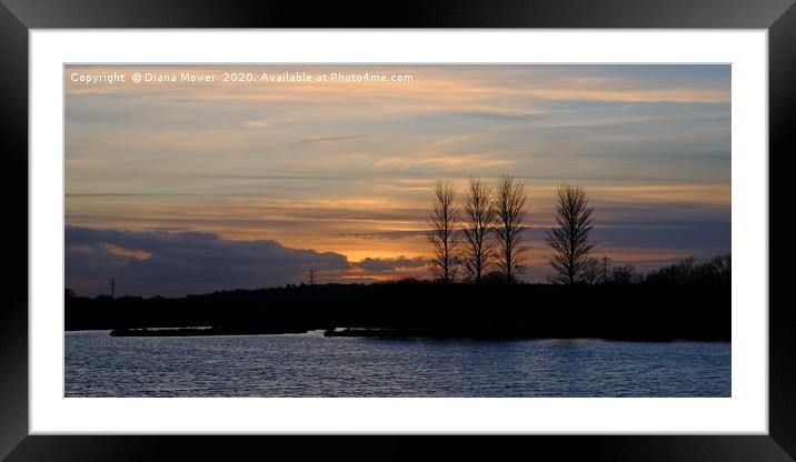 Abberton Reservoir Sunset Framed Mounted Print by Diana Mower