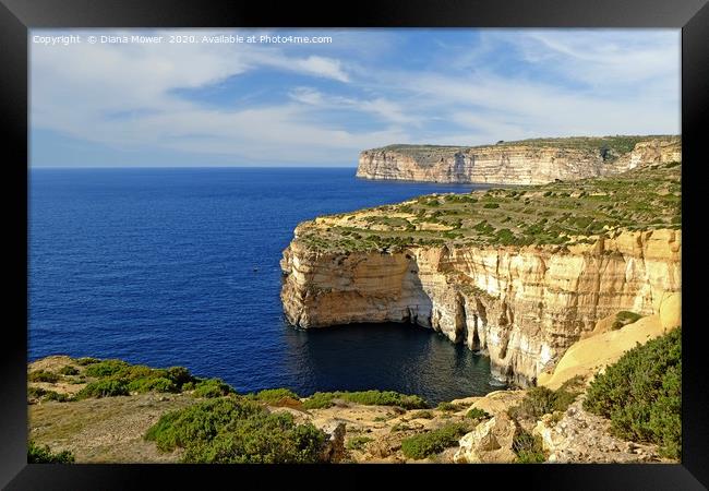 Sanap Cliffs Gozo Malta Framed Print by Diana Mower