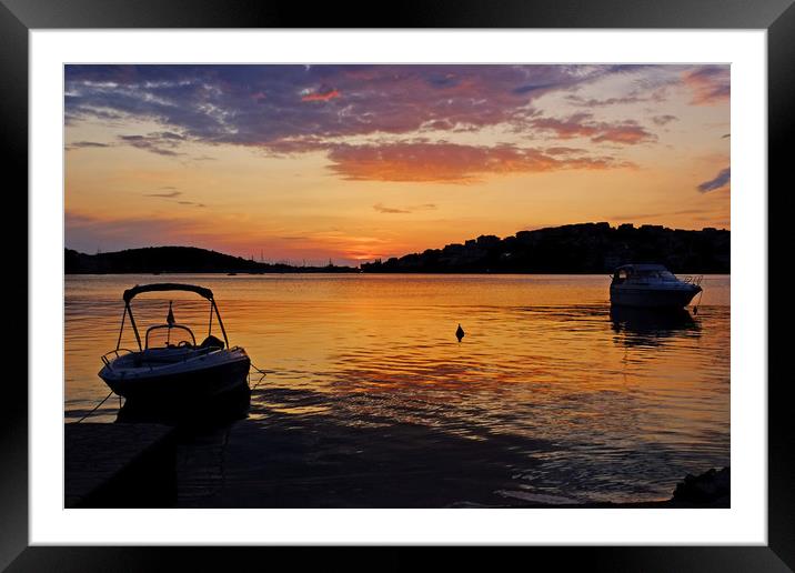 Rogoznica Croatia at sunset Framed Mounted Print by Diana Mower