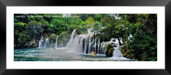 Krka Waterfalls Croatia Panoramic Framed Mounted Print by Diana Mower
