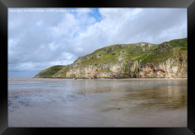 Brean Down Brean Sands beach Somerset  Framed Print by Diana Mower