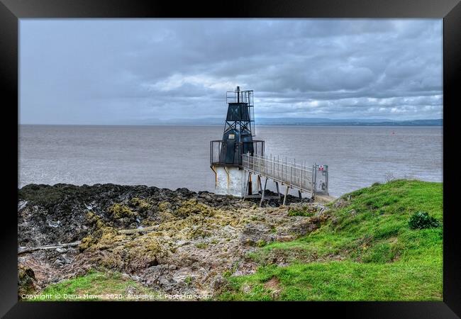 Portishead beach and Battery point lighthouse Framed Print by Diana Mower