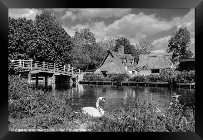Flatford on the River Stour Essex Suffolk Border Framed Print by Diana Mower