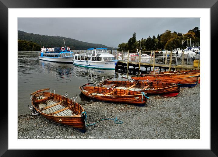 Boats at Bowness on Windermere Cumbria  Framed Mounted Print by Diana Mower