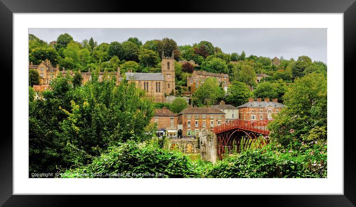 Ironbridge bridge, town and Church Shropshire Framed Mounted Print by Diana Mower