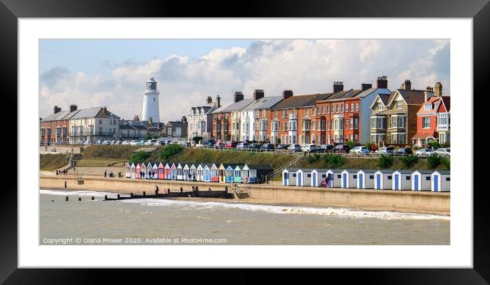 Southwold Promenade panoramic Framed Mounted Print by Diana Mower