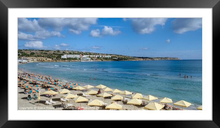 Mellieha Beach Malta Framed Mounted Print by Diana Mower