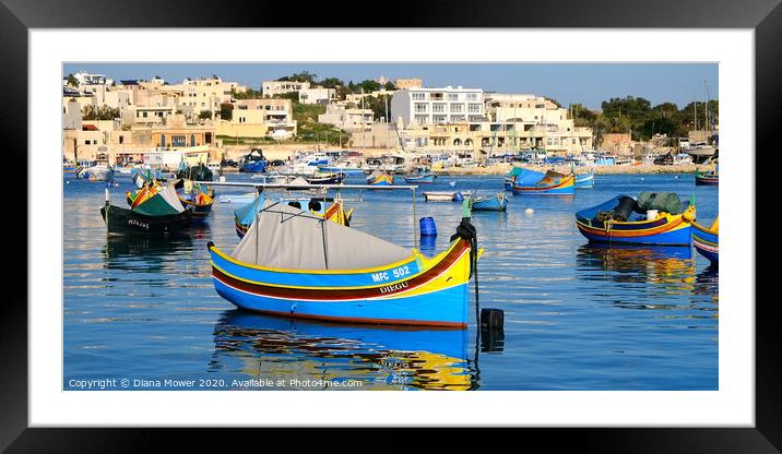Marsaxlokk Harbour Malta Framed Mounted Print by Diana Mower