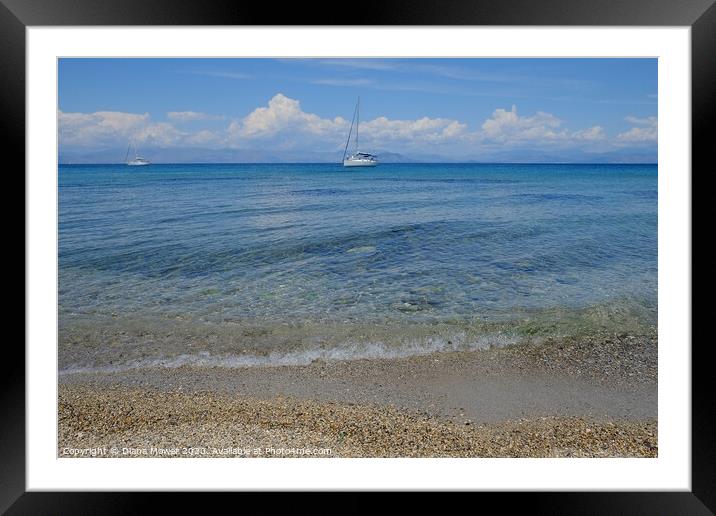 Corfu beach Greece Framed Mounted Print by Diana Mower