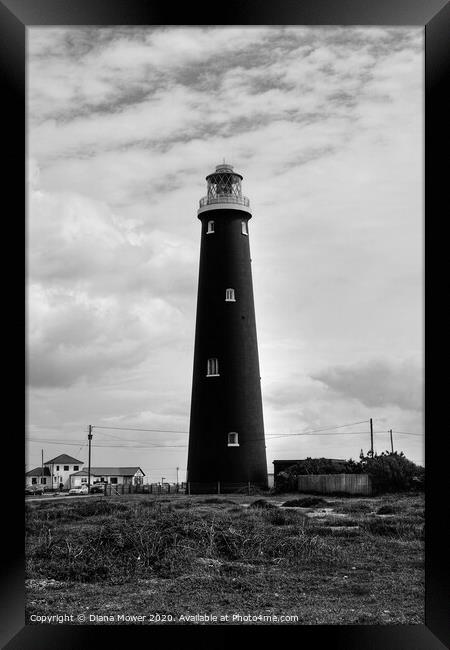 Dungeness lighthouse Framed Print by Diana Mower