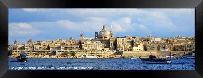 Valletta Malta Panoramic Framed Print by Diana Mower