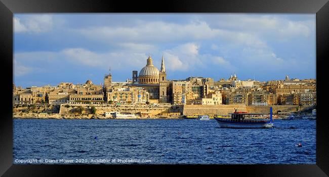 Valletta Skyline Malta Framed Print by Diana Mower