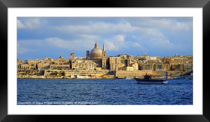 Valletta Skyline Malta Framed Mounted Print by Diana Mower