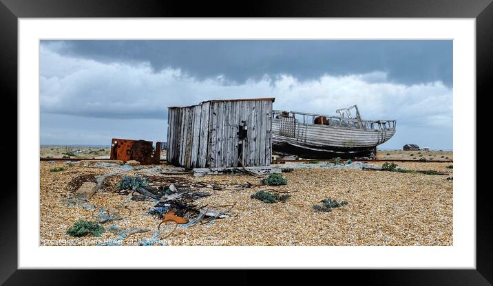 Cloudy Dungeness Kent  Framed Mounted Print by Diana Mower