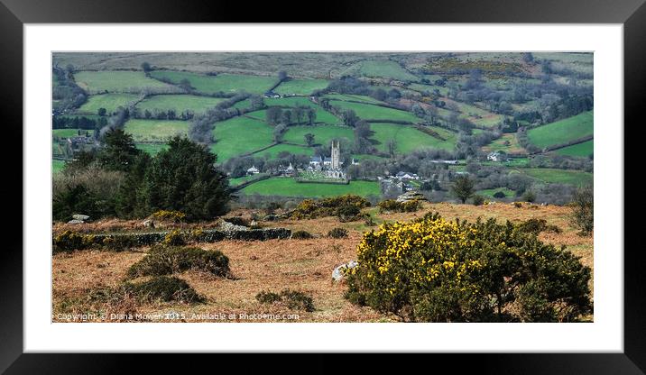 Misty Widecombe in the Moor Dartmoor Framed Mounted Print by Diana Mower