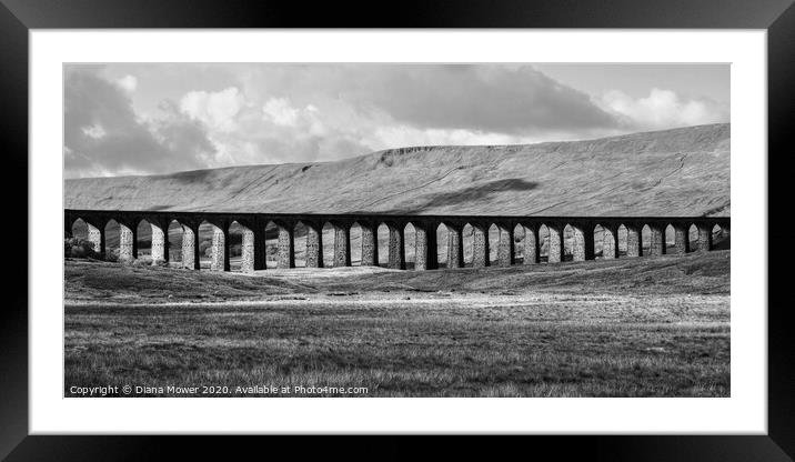 Ribblehead Viaduct in monochrome Framed Mounted Print by Diana Mower