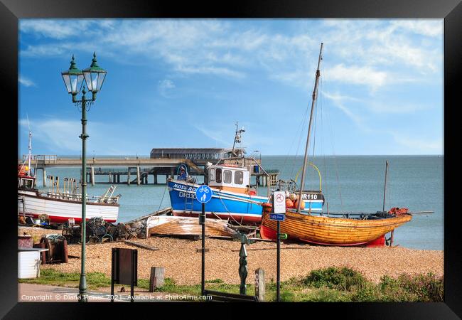Deal Seafront Kent Framed Print by Diana Mower