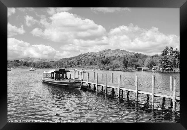 Windermere Jetty Monochrome Framed Print by Diana Mower