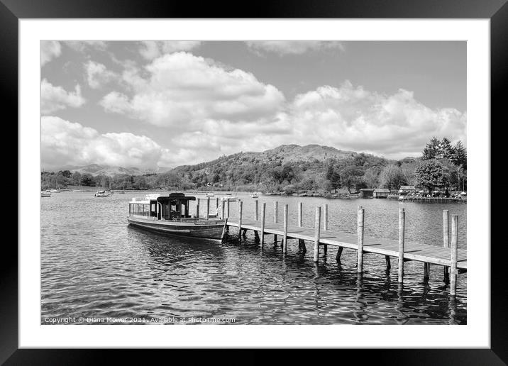 Windermere Jetty Monochrome Framed Mounted Print by Diana Mower