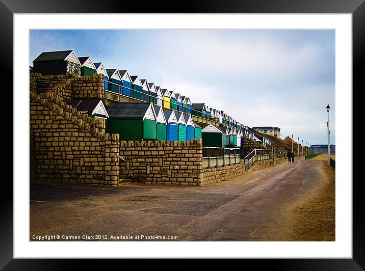 Southbourne Beach Huts Framed Mounted Print by Carmen Clark