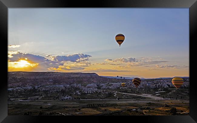 Sunrise flight over Cappadocia Framed Print by Arfabita  