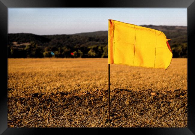 Golf drive hundred metre flags Framed Print by Arfabita  
