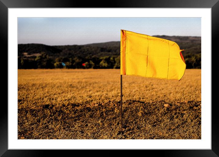 Golf drive hundred metre flags Framed Mounted Print by Arfabita  