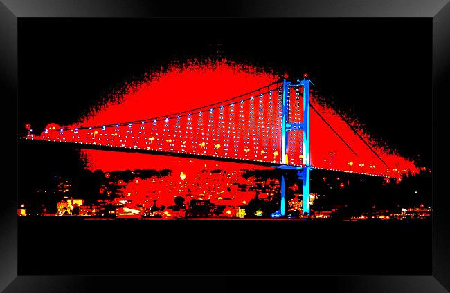 Bogazici Kpr Bridge red after dark Framed Print by Arfabita  