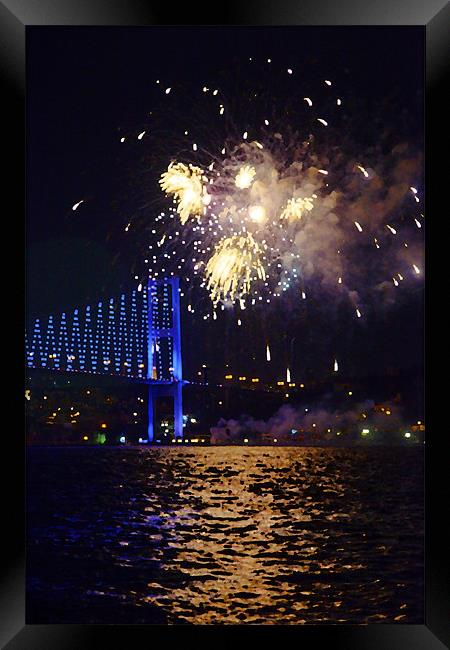 Fireworks delight on Bosphorus Framed Print by Arfabita  