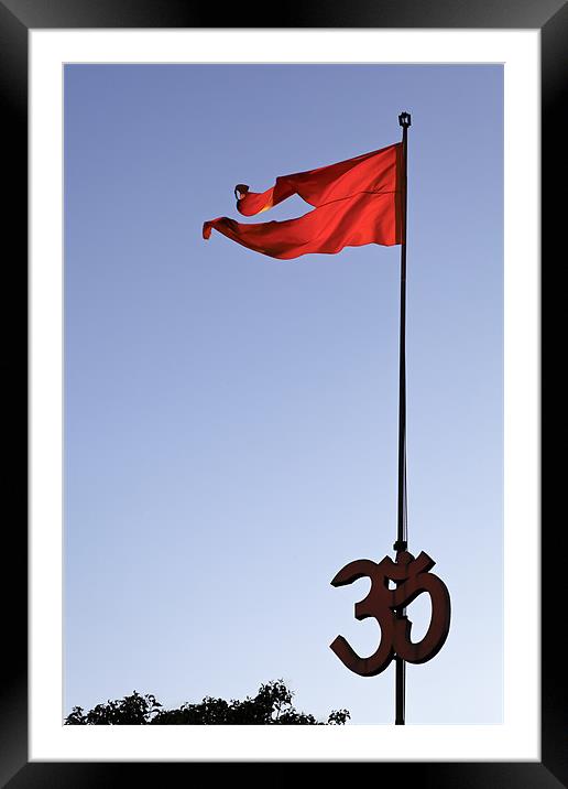 Hindu iconic saffron flag at sundown Framed Mounted Print by Arfabita  