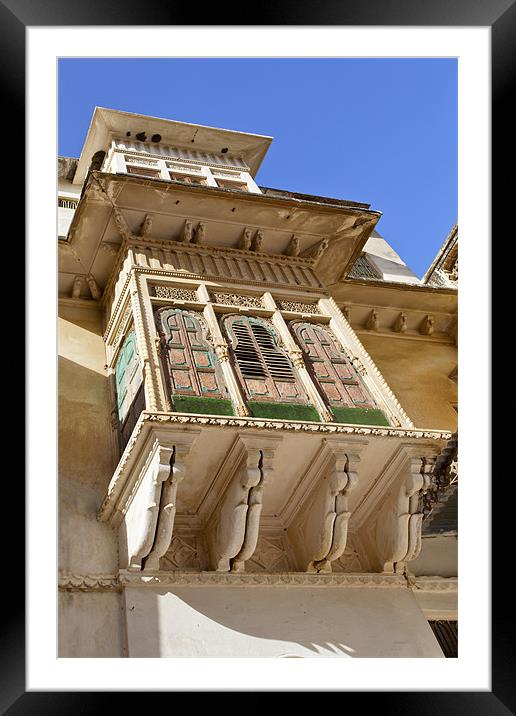 Rajasthan architecture galleries bedroom windows Framed Mounted Print by Arfabita  