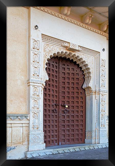 Doorway inside palace Kumbhalgarh Fort Framed Print by Arfabita  