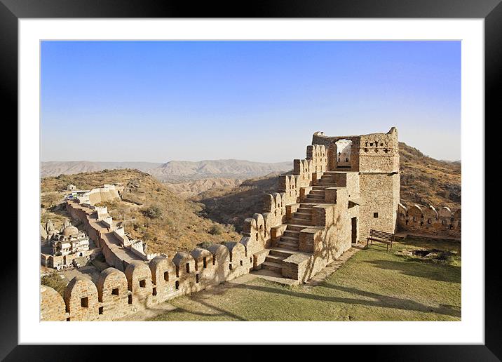 Kumbhalghar Fort Tower and Wall Framed Mounted Print by Arfabita  
